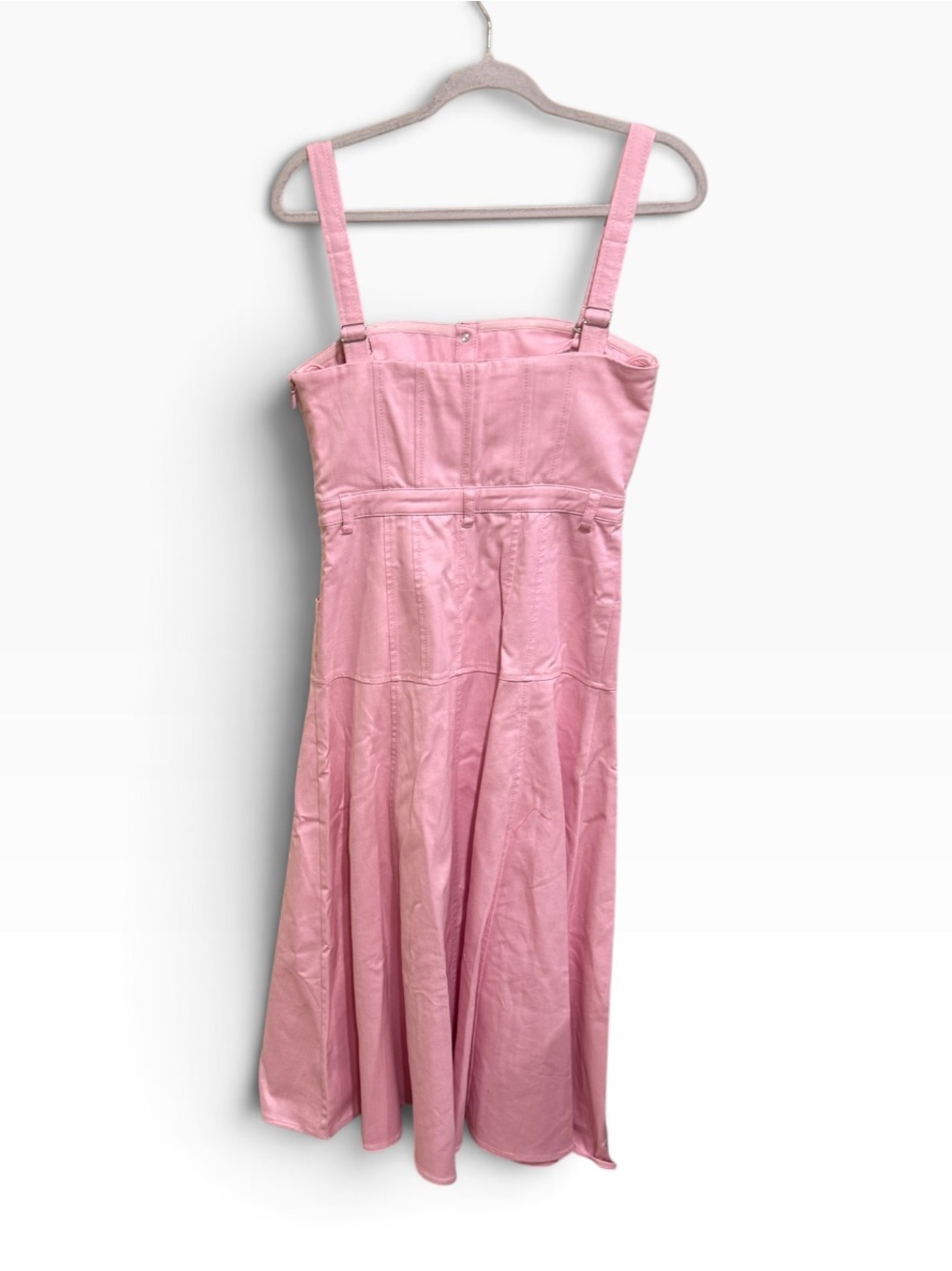 NWT cinq a sept Pink Button-Front Midi Dress with Flared Skirt - Picture 3 of 3